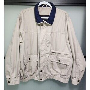 Vintage Windbreaker Jacket Tan and Blue - Size XL